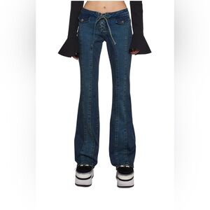 Doll Kill Blue Y2K Flared Jeans size XXS